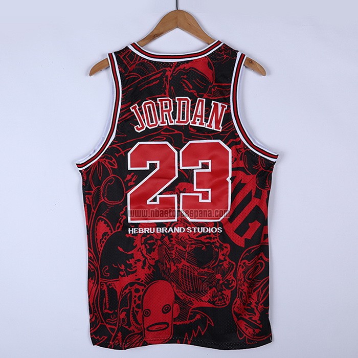 Camiseta Chicago Bulls Michael Jordan NO 23 Mitchell & Ness Hebru Brantley Negro